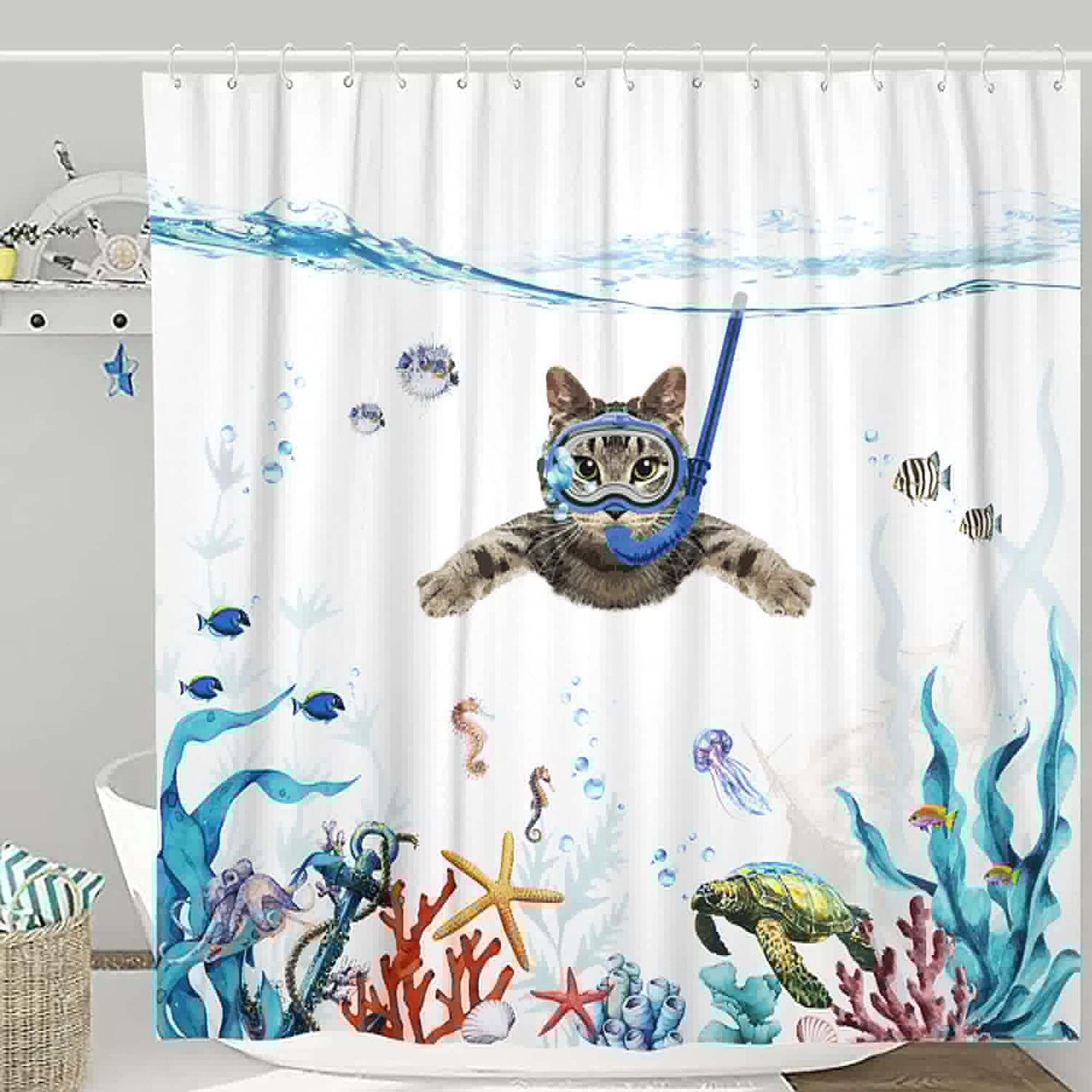 Animals Kitten Cat Waterproof Shower Curtain Bathroom Decor Sets With