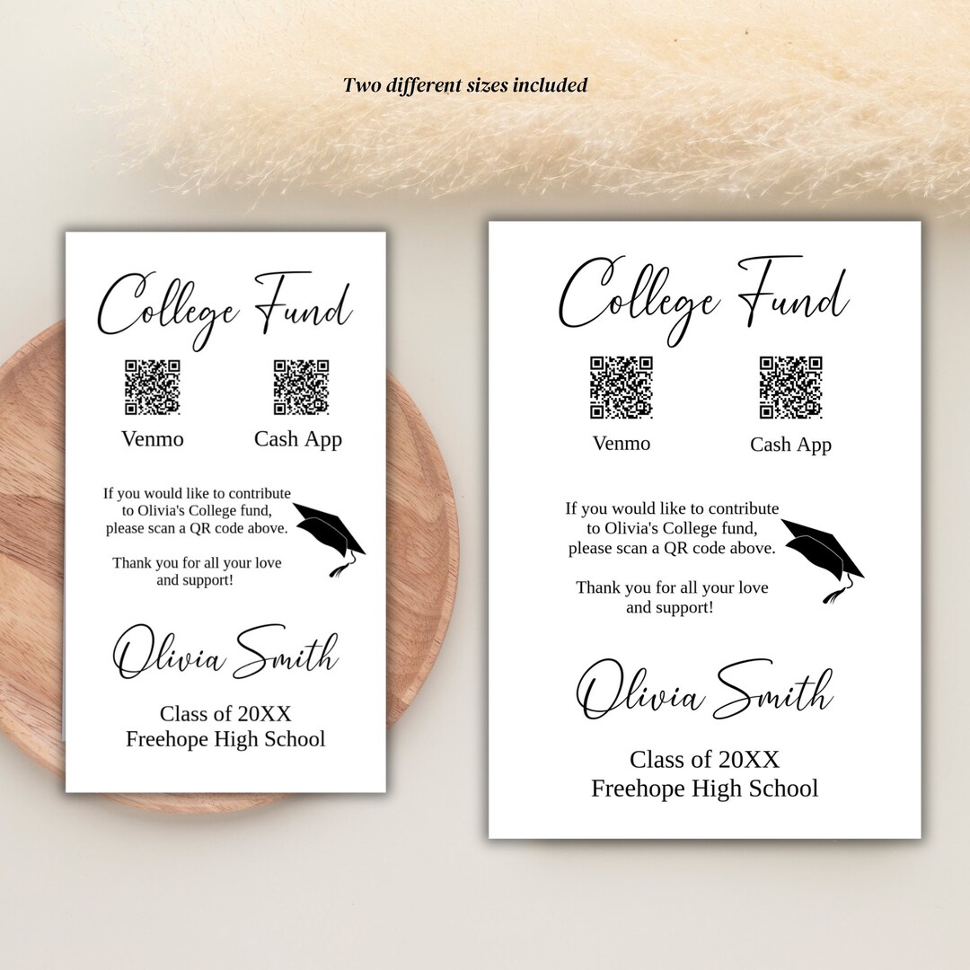 Grad Gift Registry | Graduation Gift Idea | Graduation QR Code Insert ...