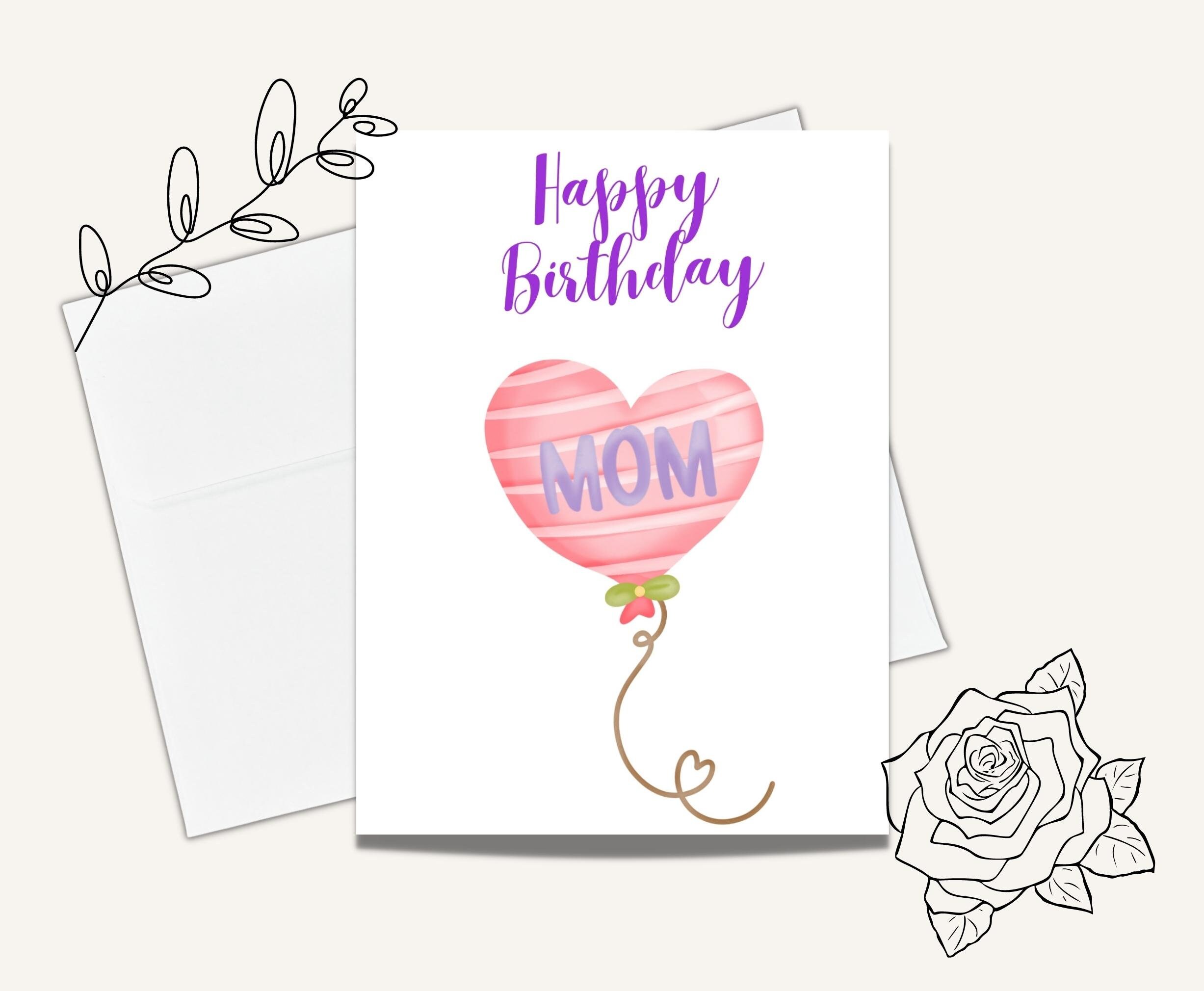 Happy Birthday Mommy Printable Card Instant Download 5 X7 Card Mom Card ...