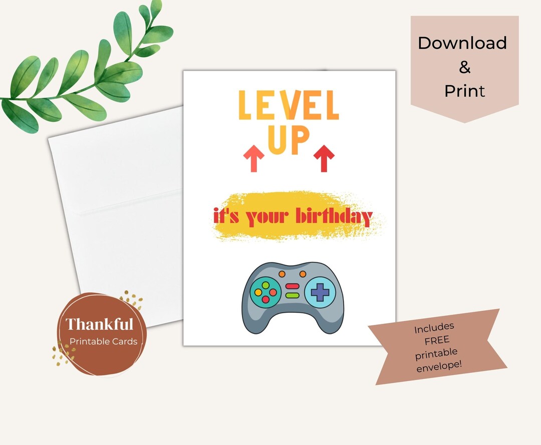 Birthday Card Printable, Video Game, Instant Download, 5 X 7 Greeting ...