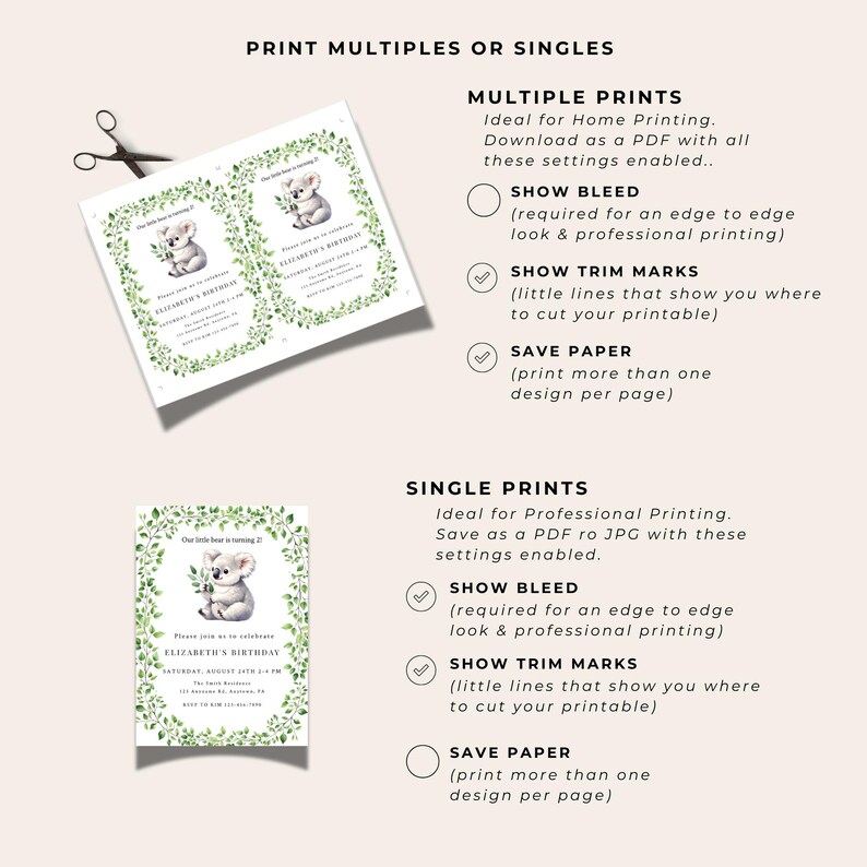 Koala 2nd Birthday Invitation Instant Download Koala Party Invitation