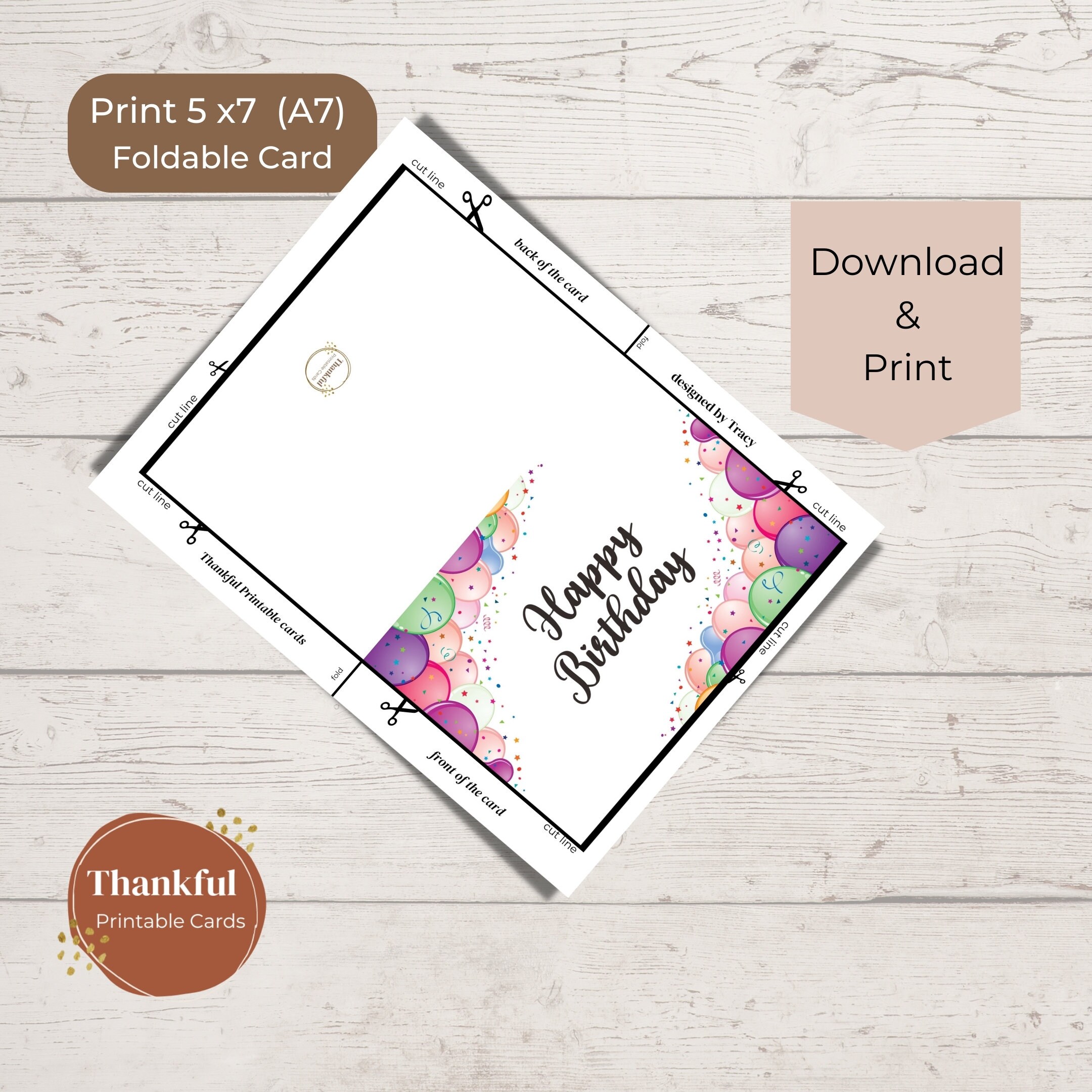 Happy Birthday Printable Card Printable Card for Her for Him Digital ...