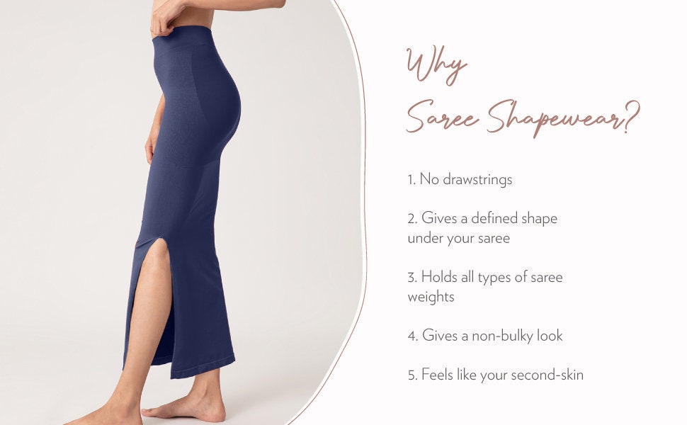 SAI DECORATIVE Women's Lycra Pure Cotton Stretchable Saree Shape wear  Petticoat Color:- Navy blue & Size:-S