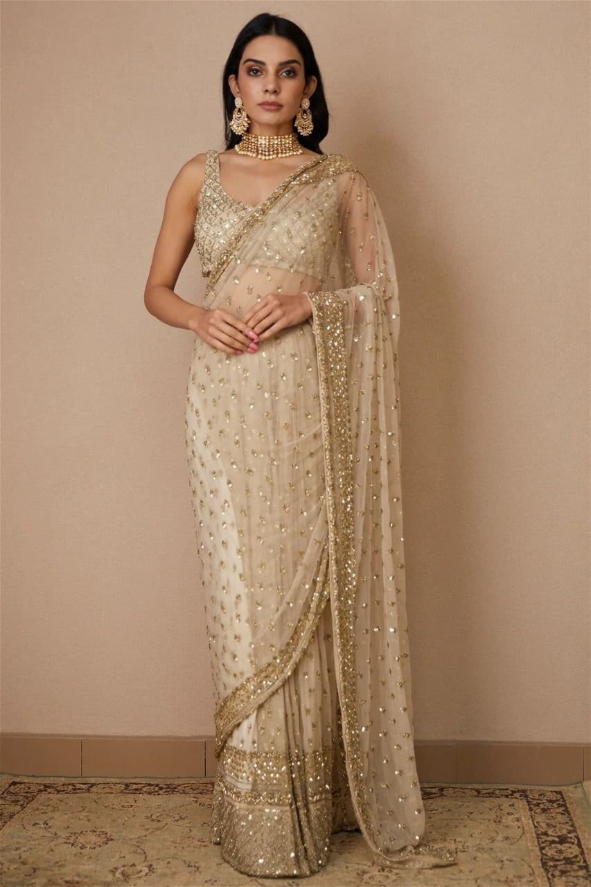 White shop saree gown
