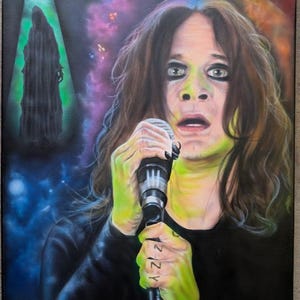 Ozzy Osbourne Airbrush Canvas Portrait: Heavy Metal Art