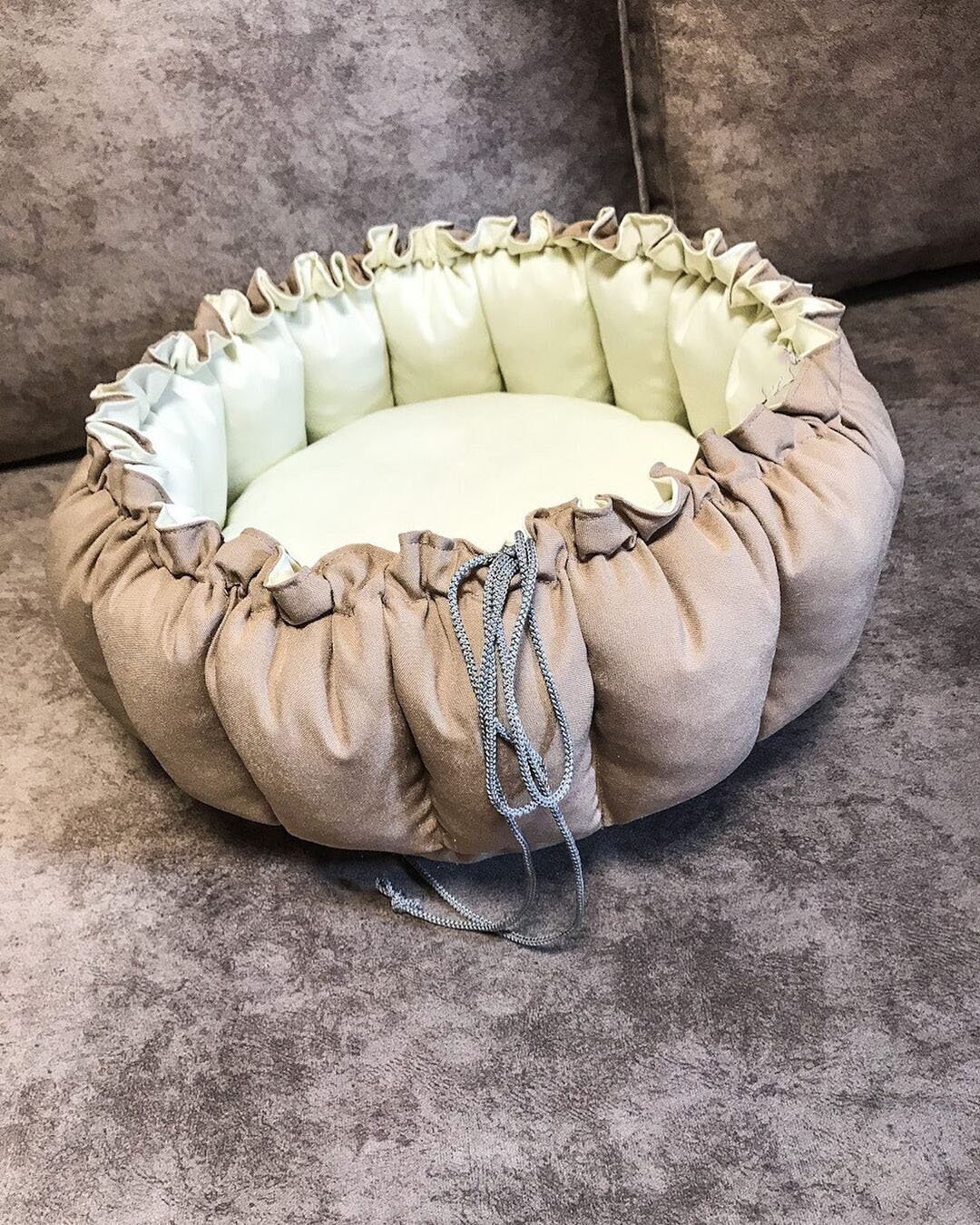 Cat Donut Bed Small Dog Cave Round Pet Mat Sherpa Pet Etsy