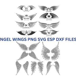 Angel Wings bundle SVG Angel design Vector files Wings Clipart Angel Cricut Angel Silhouette Angel wings instant files downloads eps dxf png