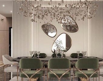Lustre Pendente Moderno de Pedra: Iluminação para Sala de Jantar