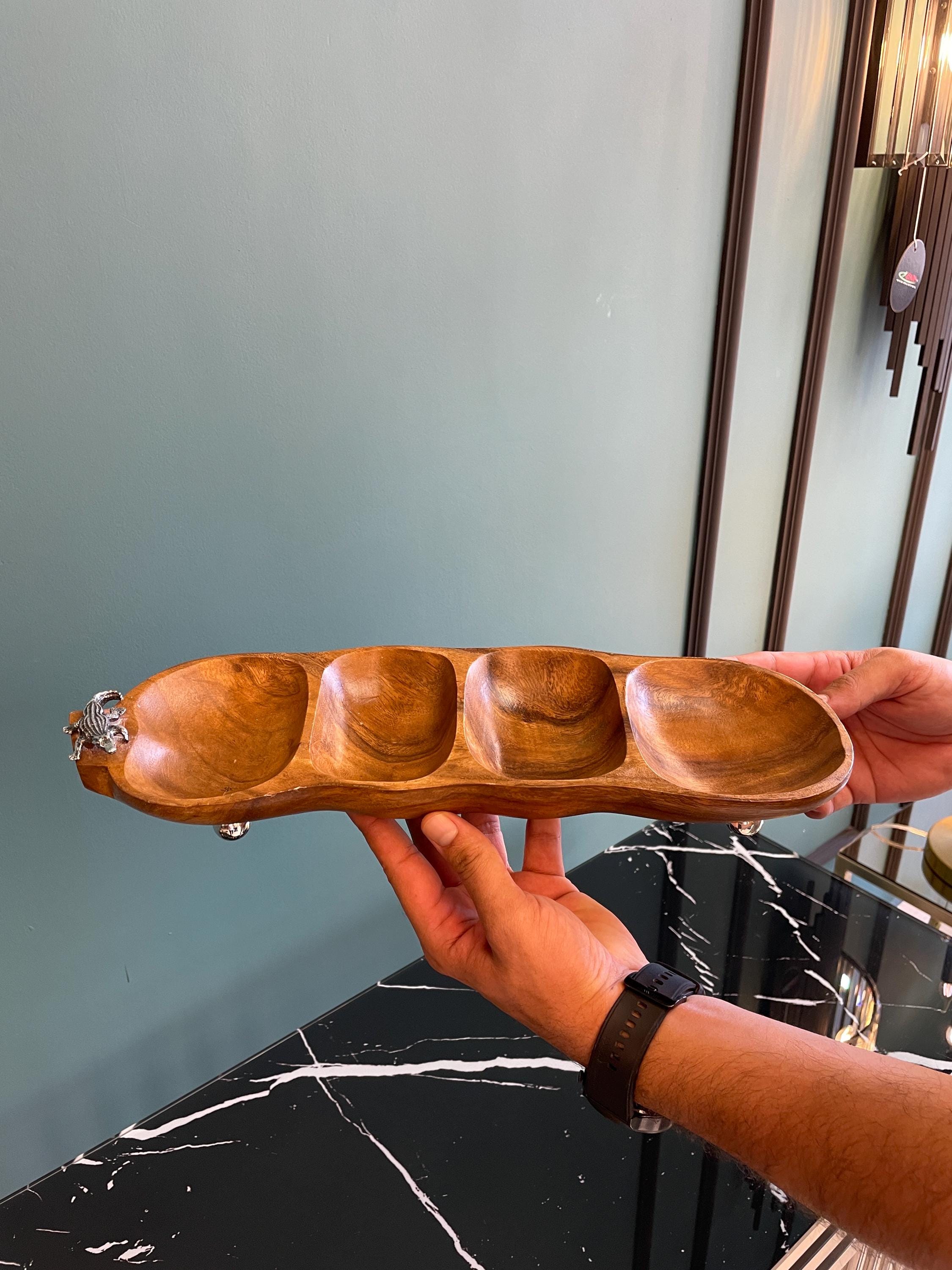 Scatola con scomparto interno a forma di gatto yogui in legno Ancient