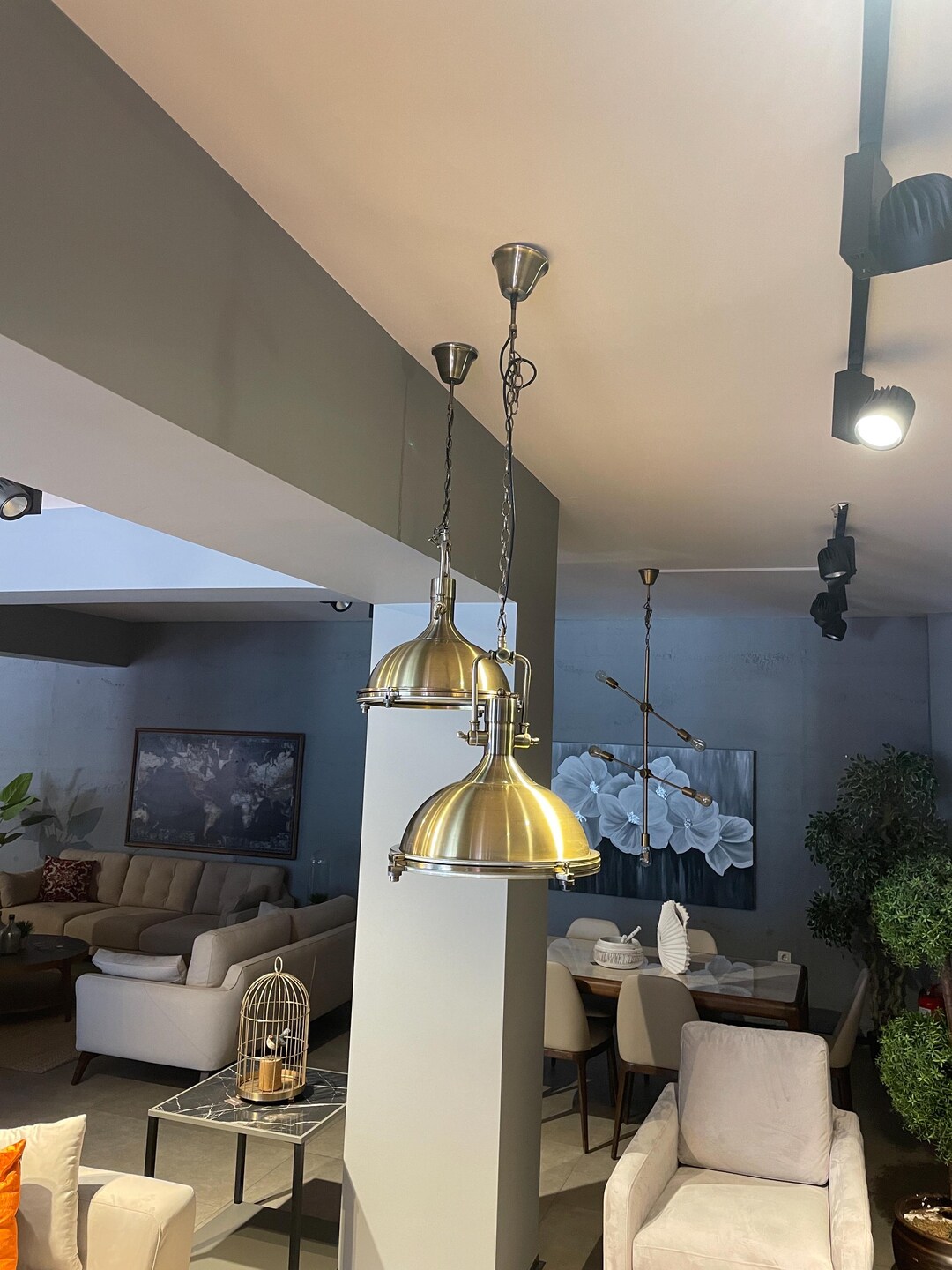 Antique Brass Pendant Lighting - Vintage Style Hanging Light Fixture ...