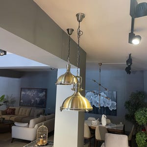Antique Brass Pendant Lighting - Vintage Style Hanging Light Fixture for Home Decor & Kitchen Island