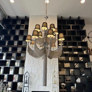 High Ceiling Chandelier 2 Tiers | 16 Arms Elegant Lighting Fixture for Home & Dining Room Decor
