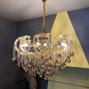 Maria Theresia chandelier, 15-arm classic lighting, Crystal stone chandelier, Living room chandelier, High bay lighting, avant-garde light