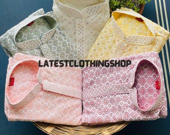 Kurta Pajama da uomo Lucknow, abito da invitato a un matrimonio indiano con paillettes