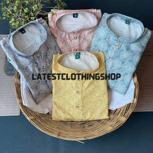 Designer Kurta with Floral Digital Print in Soft Cotton Material Size 46 Mens Kurta Pajama Set Festivals Kurtas Indian Ethnic Men Outfits
