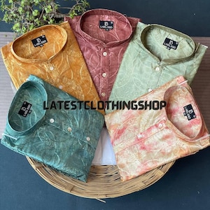 Men Silk Kurta Pajama Set Indian Wedding Man Clothes 42 Sizes Kurta Panjabi Ethnic Traditional Sherwani Party Wear Men&#39;s Printed Kurthas