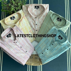 Printed Mens Kurta Pajama Set, Designer Cotton Men&#39;s Kurta, Casual Wear Kurta Pyjama, Indian Traditional Ethnic Party Wear Readymade Kurtas