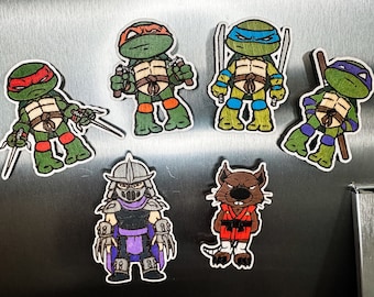 Hand painted wooden Teenage Mutant Ninja Turtle magnets | fridge magnets | Cartoon | Comic | TMNT | Geek