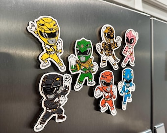 Hand painted wooden Power Rangers magnets | fridge magnets | Sentai | Comic | Mighty Morphin’ | Geek