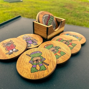 Teenage Mutant Ninja Turtle Untersetzer | Handbemaltes Holz | Comic | Comic | TMNT | Geek