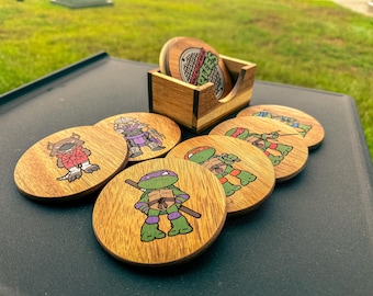 Teenage Mutant Ninja Turtle coasters | Hand painted wooden | Cartoon | Comic | TMNT | Geek