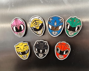 Hand painted wooden Power Rangers magnets | fridge magnets | Sentai | Comic | Mighty Morphin’ | Geek