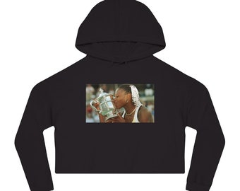 Retro Serena Williams 1999 US Open Womens Cropped Hooded Sweatshirt