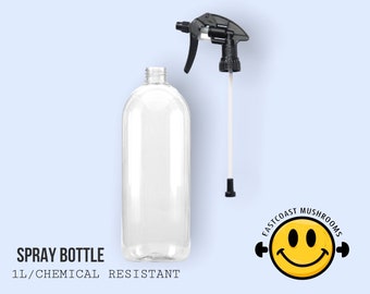 Mist Spray Bottle 1L Clear Chemical Resistant Trigger Spray