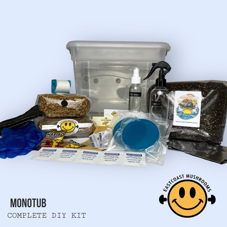 Monotub DIY Manure Loving Mushroom Grow Kit Grain, Substrate & Accessories Beginner Friendly image 2