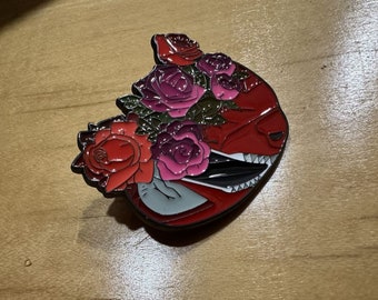 Red Floral Power Rangers Pin