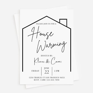 Editable Housewarming Party Invitation | Canva Template | Digital Download Minimal Housewarming Party | BBQ Party