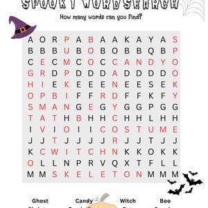 Halloween word find answers, word find answer key, children halloween educational games, jubilantt art