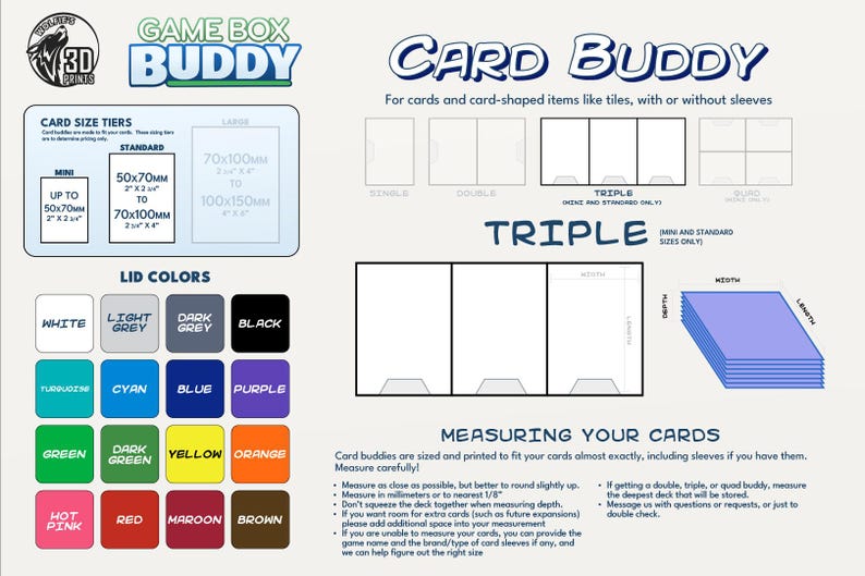 Triple Card Buddy - Custom Card Storage With Lid for Board Games and ...