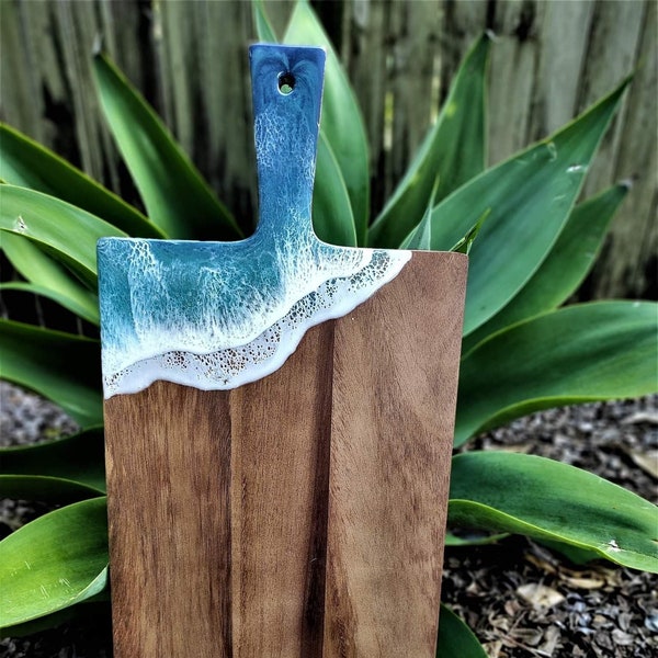 Unique Custom Large Ocean Wood Resin Board - Personalised Engraved - Choose your colours