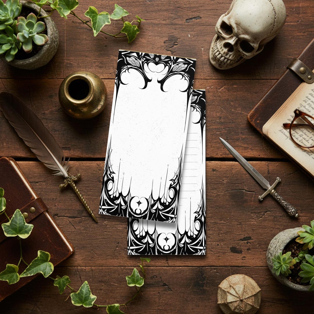 Goth Notepad Gothic Ornate Blackwork Notepad | Dark Academia Office, Magnetic Tear ...