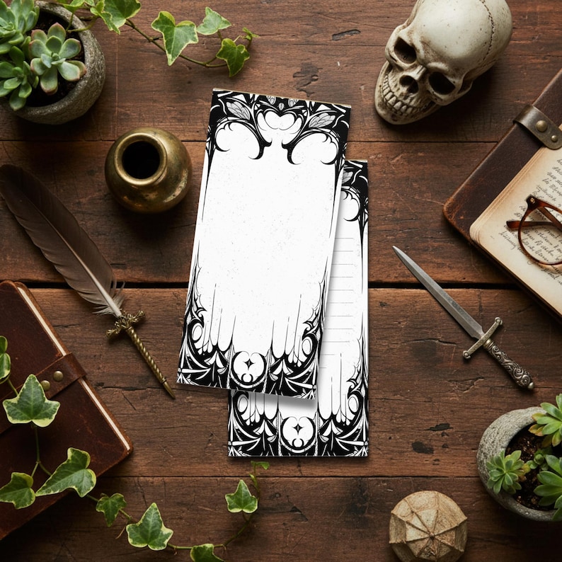 Gothic Ornate Blackwork Notepad | Dark Academia Office, Magnetic Tear ...