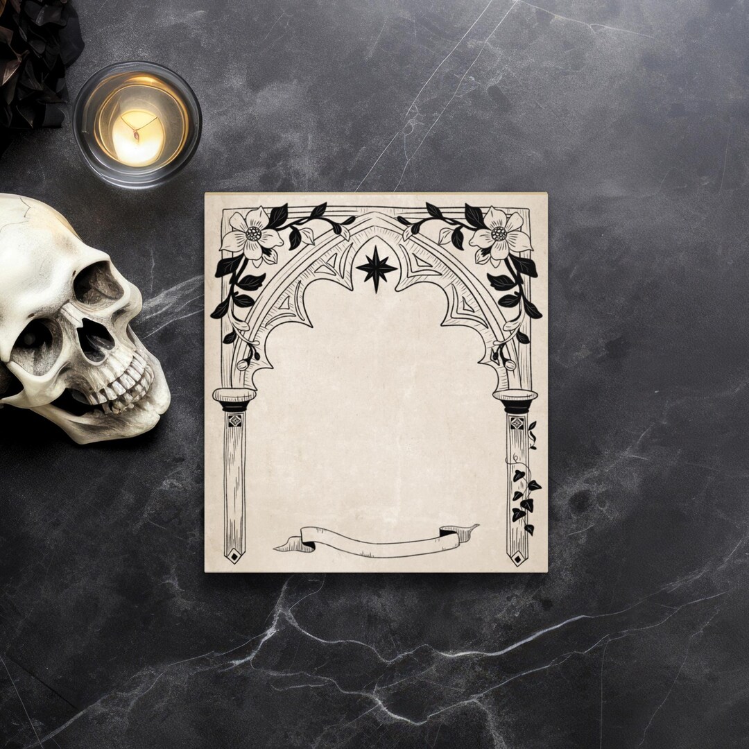 Goth Notepad Gothic Border Notepad | 50 Tear-away Pages, Aged Parchment Style ...