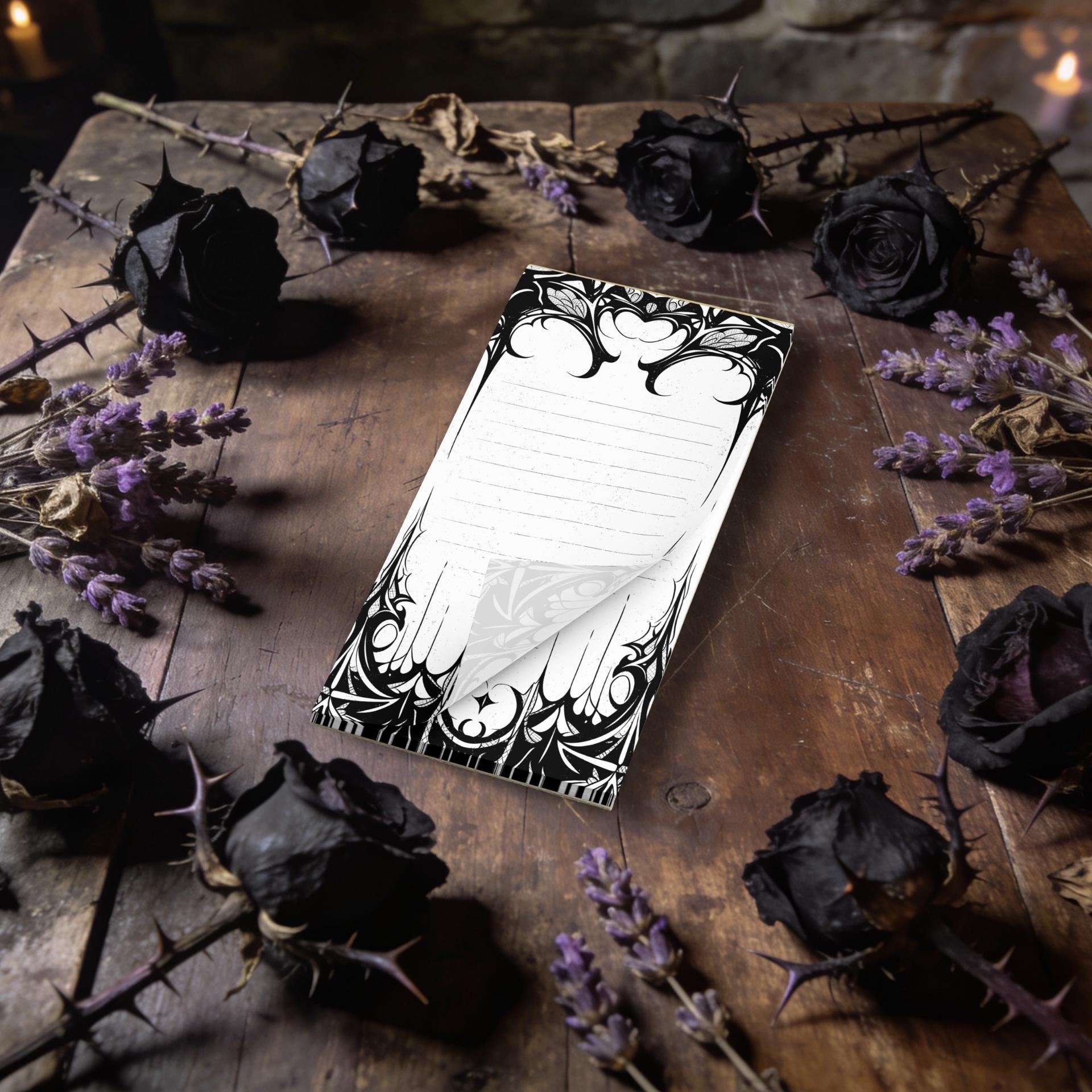 Goth Notepad Gothic Ornate Blackwork Notepad | Dark Academia Office, Magnetic Tear ...