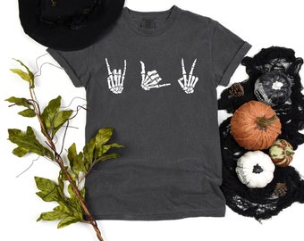 Skelett Hand T-Shirt, Vintage Halloween T-Shirt, Spooky Knochen Hände Shirt