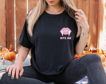 Bite Me T-Shirt, Vampire Teeth Shirt, Pastel Vampire Halloween Tee