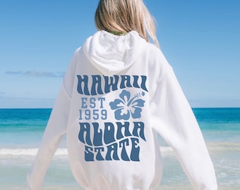 Coconut Girl Hoodie Preppy Clothes Hawaii Aloha Hoodie Hibiscus Surf Beachy Sweatshirt Trendy Aesthetic Words on back Y2K VSCO Teens