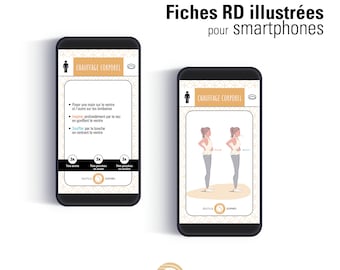 SOPHROLOGIE RD : Fiches numériques de relaxations dynamiques avec illustrations - Pour smartphone et impression. Couleur BEIGE