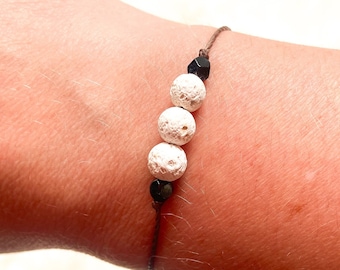 Dainty White Lava Diffuser Bracelet | Boho Natural Stone Jewelry | Healing Aromatherapy Bracelet | Earthy Handmade Gift