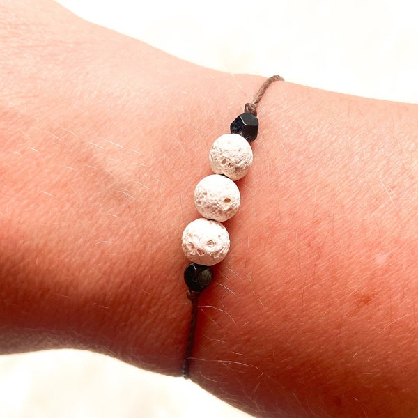 Dainty White Lava Diffuser Bracelet | Boho Natural Stone Jewelry | Healing Aromatherapy Bracelet | Earthy Handmade Gift