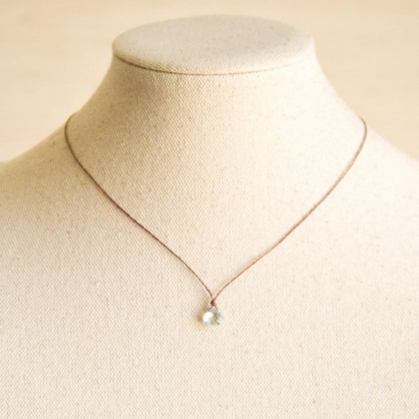 Extra Dainty Aqua Quartz Necklace | Natural Gemstone | Waterproof Crystal Necklace | Minimalist Boho | Gift for Her