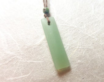 Frosted Sea Glass Bar Pendant Necklace | Cultured Recycled Glass | Hippie Boho Handmade Jewelry | Surfer Style Necklace