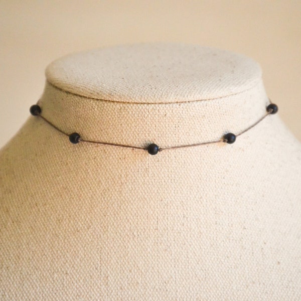 Delicate Black Agate Choker | AAA Natural Gemstone | Minimalist Boho | Handmade Jewelry | Waterproof Crystal Necklace