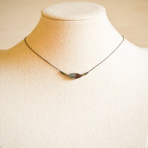 Dainty Czech Glass Choker Earthy Colors Handmade Jewelry Minimalist Boho Adjustable Cord Necklace Gift for Her image 4