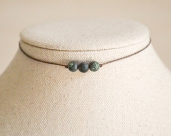 African Turquoise Choker | AAA Natural Gemstone Necklace | Minimalist Boho Handmade Jewelry | Waterproof Crystal Choker