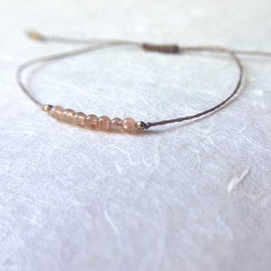 Delicate Pink Sunstone Bracelet | AAA Natural Gemstone | Minimalist Boho Handmade Jewelry | Beaded Crystal Bracelet